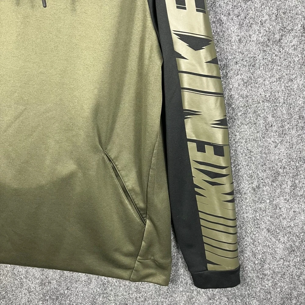 Nike Hoodie Mens XL Olive Green Black Dri-FIT Tech Fleece Pullover BV3875-325